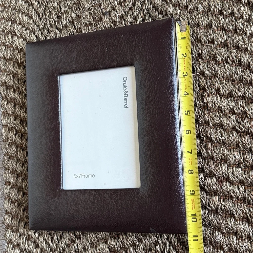 Crate&Barrel Dark Brown Leather Photo Frame